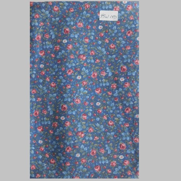 2/$8 Fabric 1 Yard Peter Pan Small Scale Overall Floral Roses on Blue 45 Wide - Picture 3 of 3